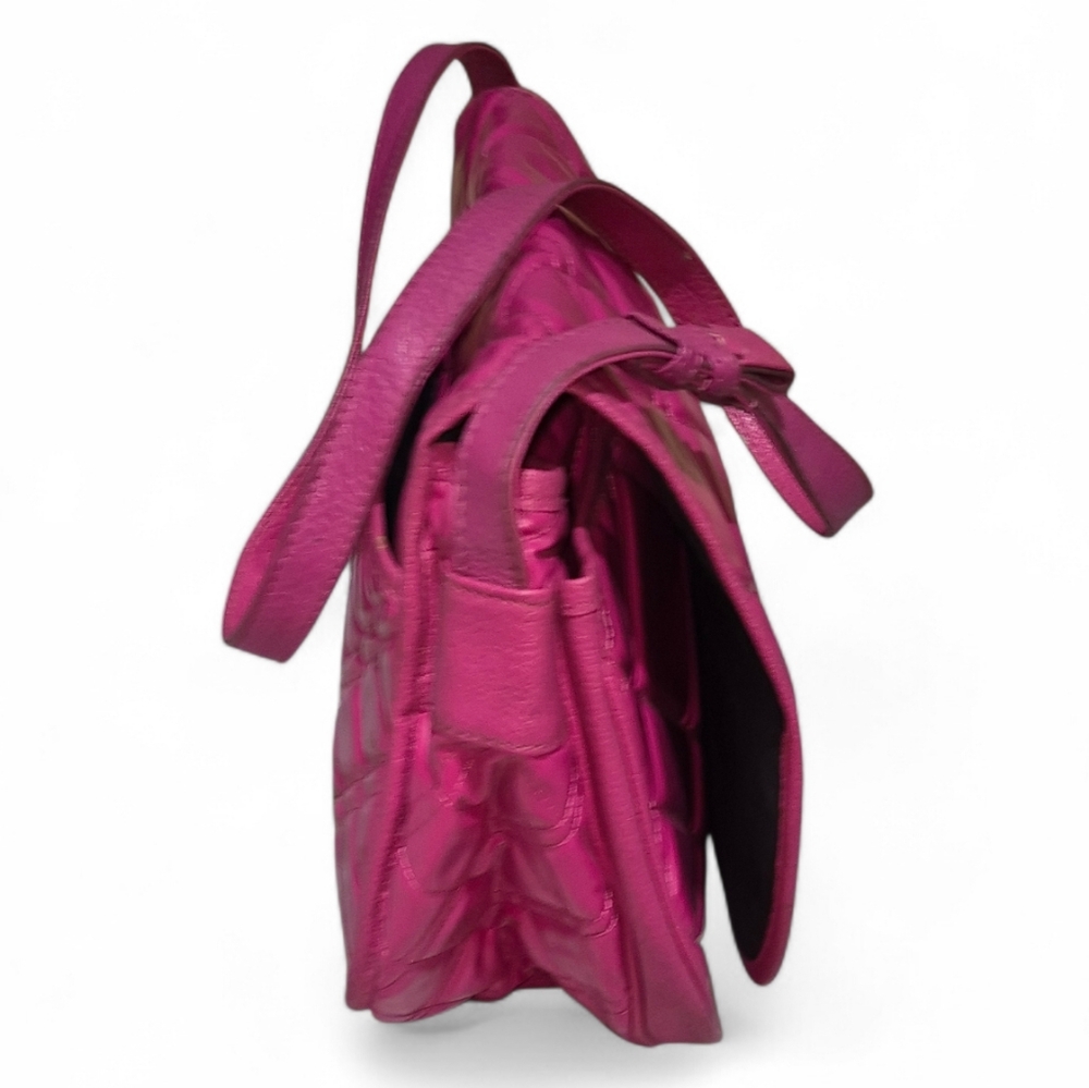 Carlos Falchi Fuchsia Quilted Crossbody Bag - Picture 3 of 8